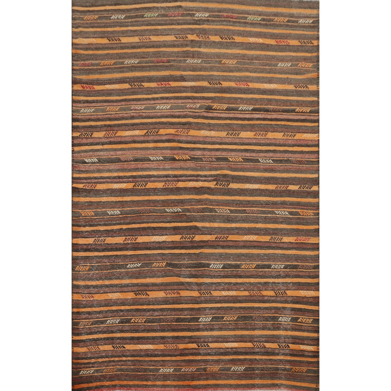 Hand Woven Oriental 100% Wool Carpet Southwestern Tribal Multi-Colored Kilim Area Rug - 8' 9'' X 6' 4''