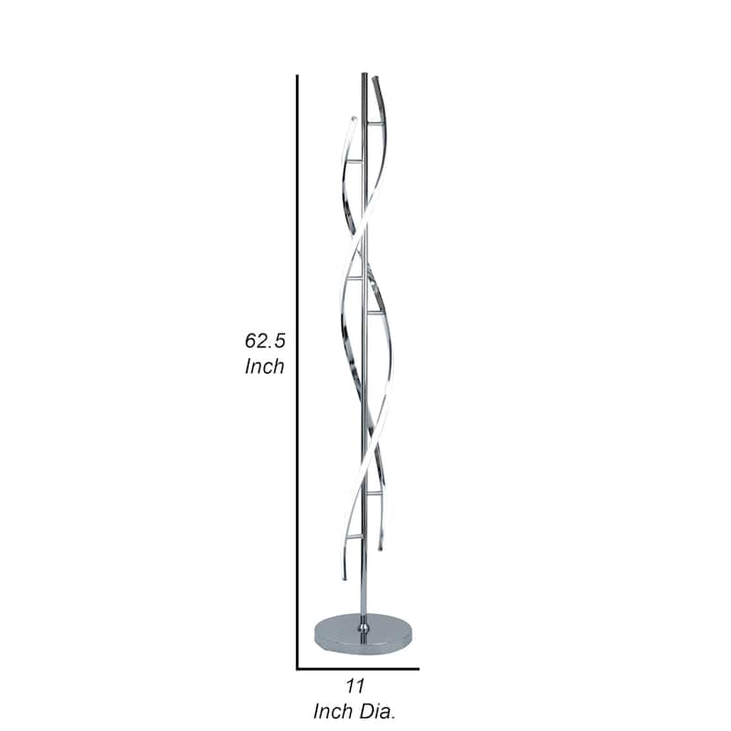 Jam 63 Inch Floor Lamp, LED, Metal Round Base, Accent Silver Metal Base