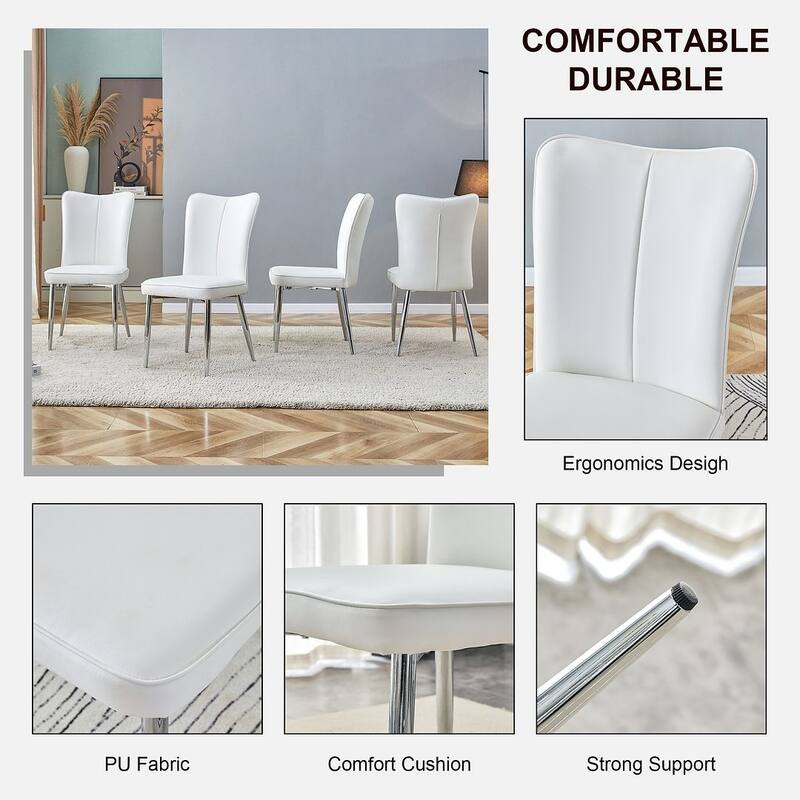 Modern PU Leather Minimalist Dining Chairs Set of 4