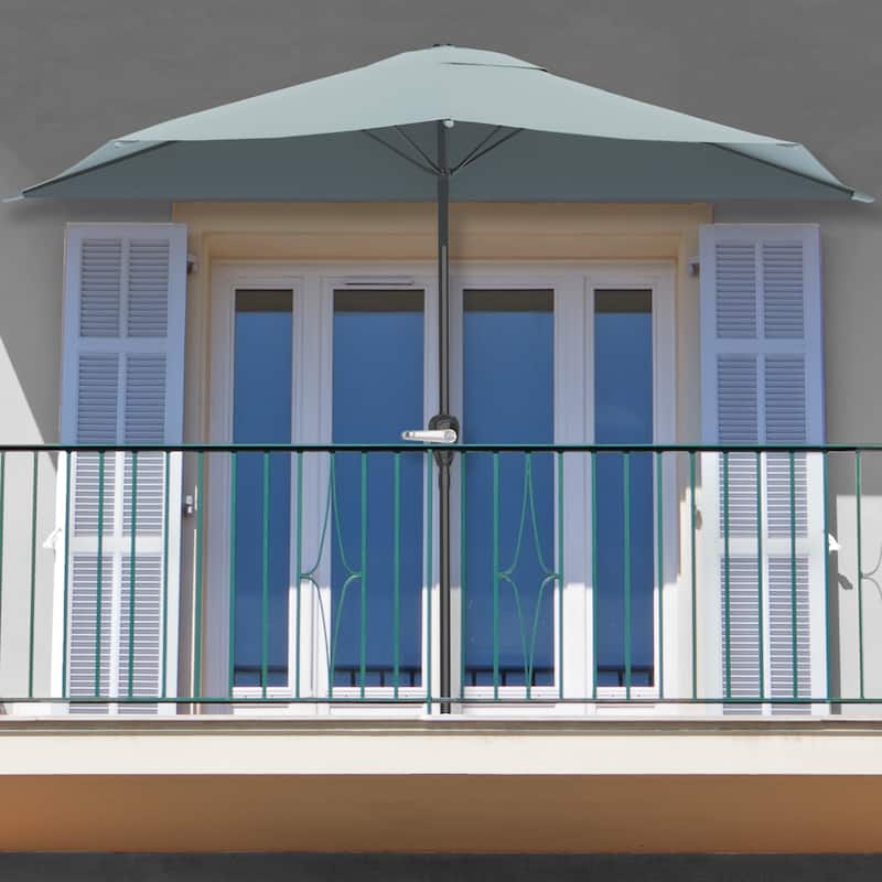 Pure Garden 9ft Half Umbrella with Base