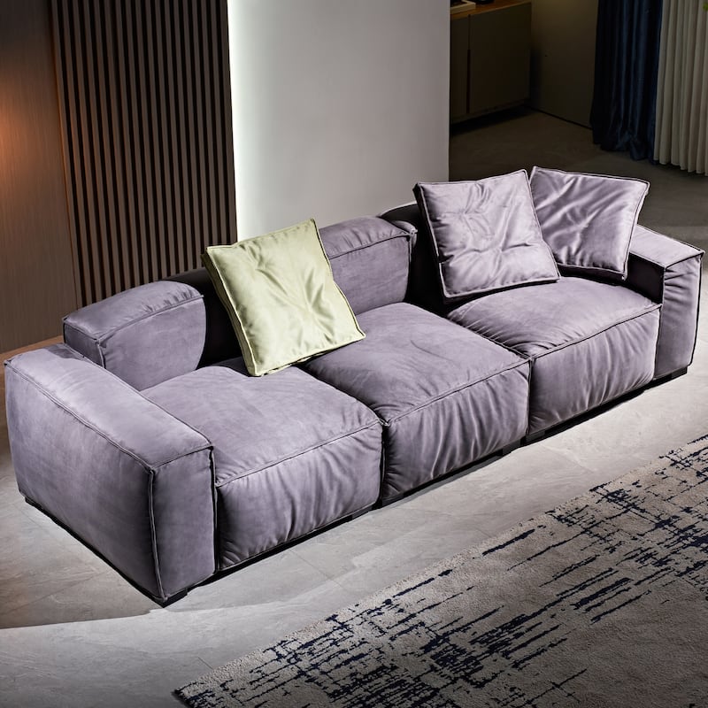 110'' Square Sofa Masha Velvet with Four-seater for Living Room Sofa-bed