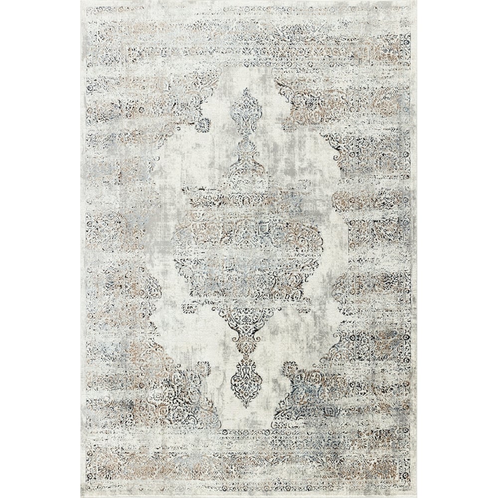 Omari Collection Grey/Blue Abstract Traditional Area Rug