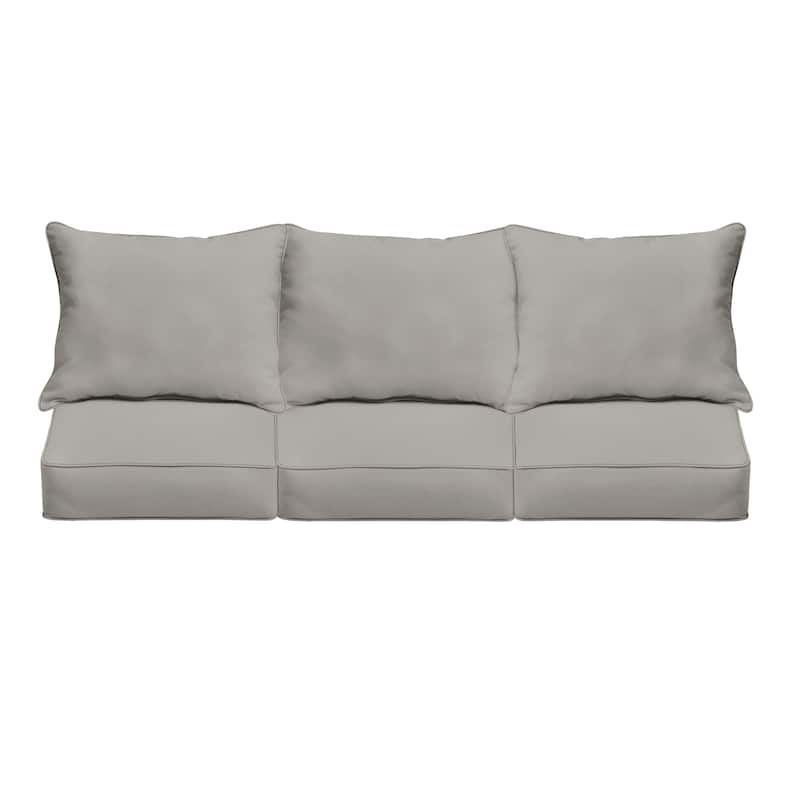 Grey Corded Indoor/ Outdoor Deep Seating Sofa Pillow and Cushion Set