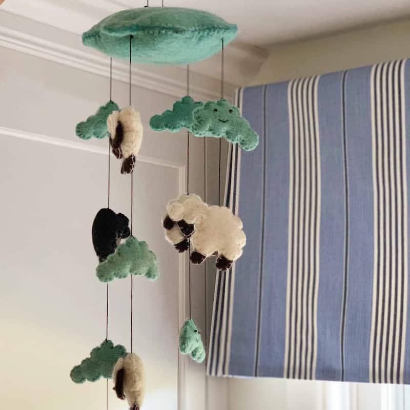 Handmade Felted Wool Counting Sheep Mobile - Global Groove (Nepal)