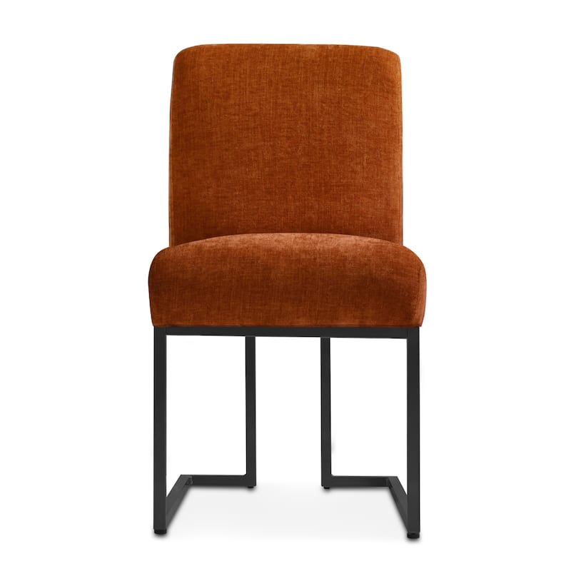Chenille Upholstered Dining Chair with Black Metal Legs