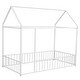 preview thumbnail 4 of 8, White Twin Size Metal House Bed Frame with Fence and Roof for Kids, Teens, Girls, Boys