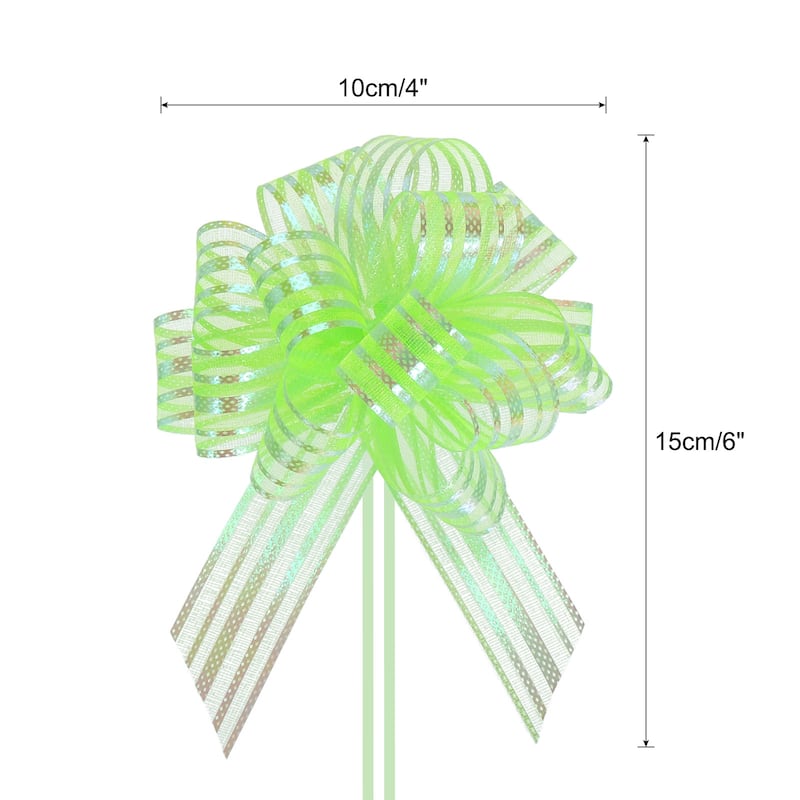 15pcs 6" Large Organza Pull Bow Chiffon Gift Wrapping Bows Ribbon - Green - 4"