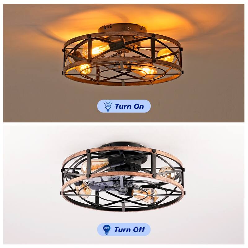 Sofucor 18 Inch /20 Inch Ceiling Fans with Remote Control,6 Speed Reversible Flush Mount Low Profile Rustic Ceiling Fan - 20 Inches - Gold-Plated(Bulbs not Included)