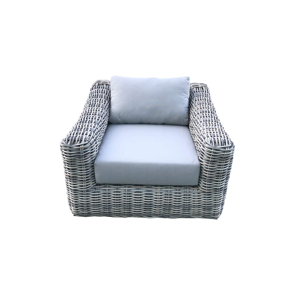 Teva Patio Furniture Hawaii Three-Tone Wicker Gray/Off White/Beige Arm Chair with Cushion
