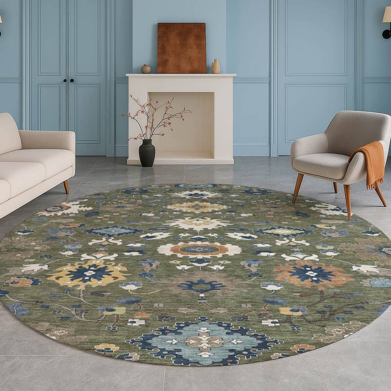Machine Washable Indoor/ Outdoor Traditional Marci Chantille Rug