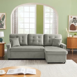 Velvet Reversible Sectional Sleeper Sofa - Bed Bath & Beyond - 37262931