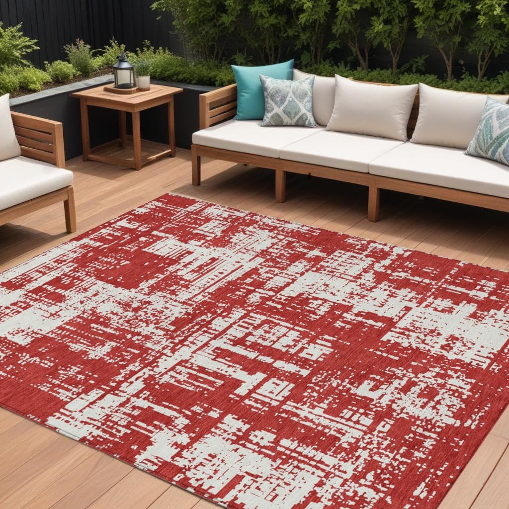 HomeRoots Abstract Transitional Rectangle Outdoor Rug