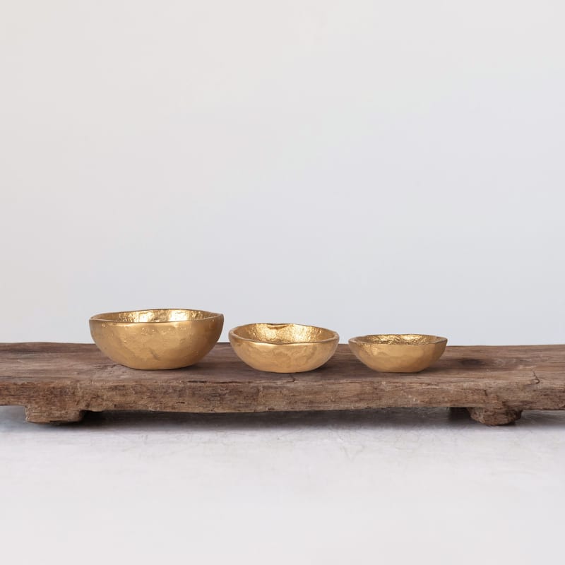Gold Decorative Cast Aluminum Bowls (Set of 3 Sizes)