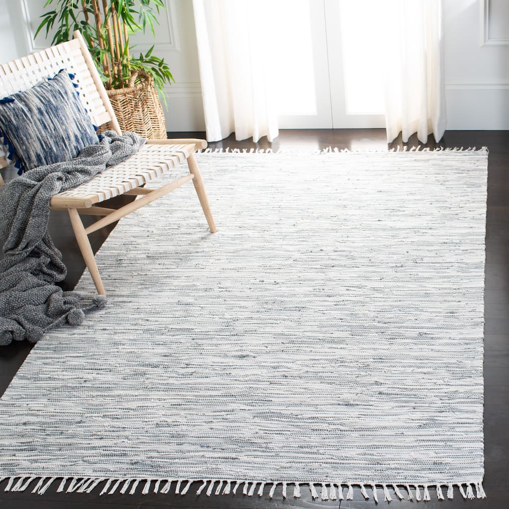 SAFAVIEH Handmade Flatweave Montauk Gjyle Casual Cotton Rug - Silver - 5' x 8'