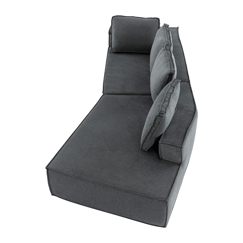 125" Stylish 4-Seater Chaise Lounge Sofa, Modern Indoor Sleeper for Cozy Living Room Relaxation
