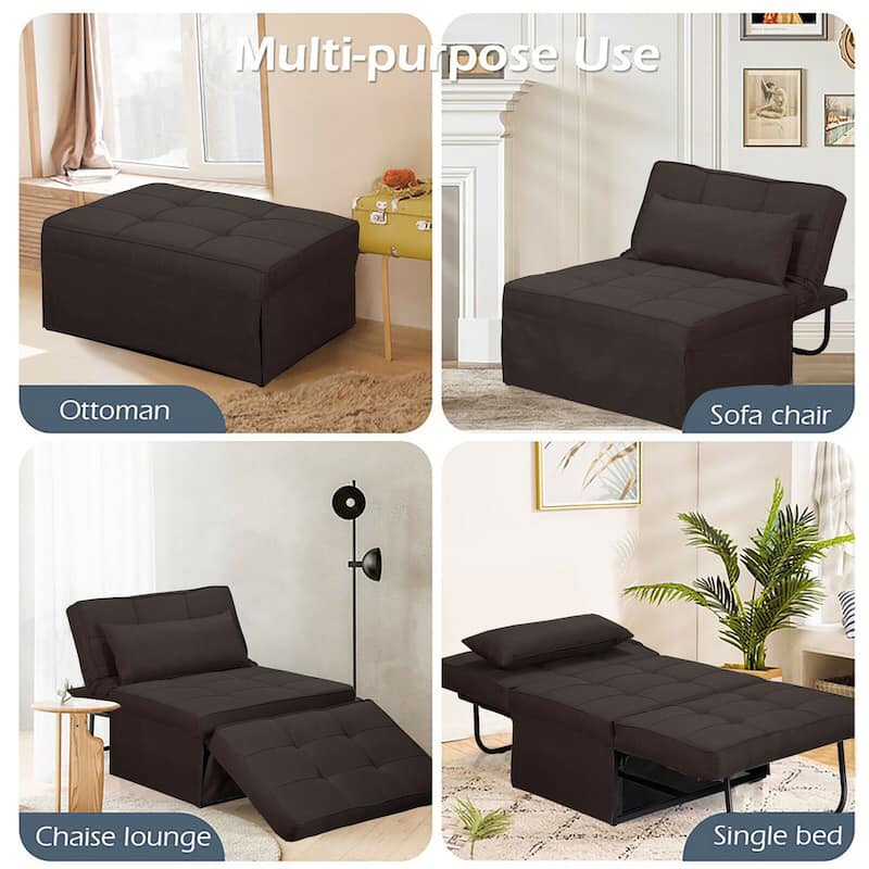 Ainfox Adjustable Sofa Chair Sleeper Sofa Bed Ottoman Couch with Metal Frame