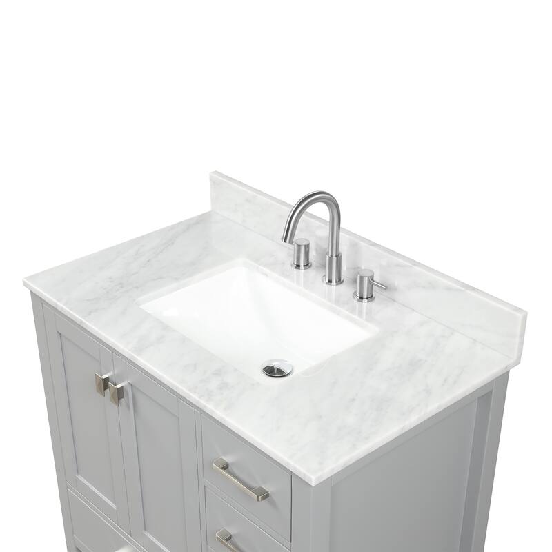 Blossom Geneva 36" Bathroom Vanity with Marble Top & Undermount Sink