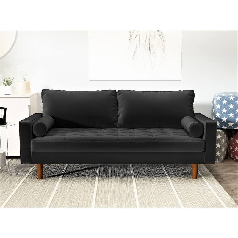Mac Velvet Mid-century Style Sofa - Black