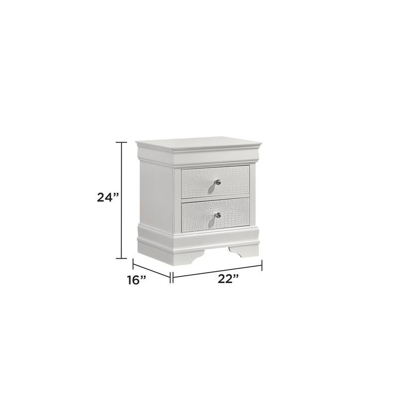Modern White 2-Drawer Nightstand with Crystal Knobs, Versatile Bedside Storage