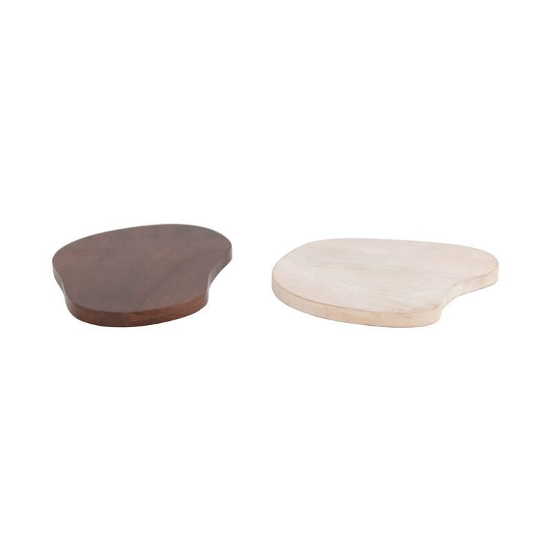 Mango Wood Organic Shaped Cheese/Cutting Boards, Set of 2