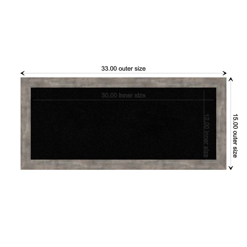 Marred Wood Framed Black Corkboard Bulletin Board - Marred Pewter - Board Size 30x12