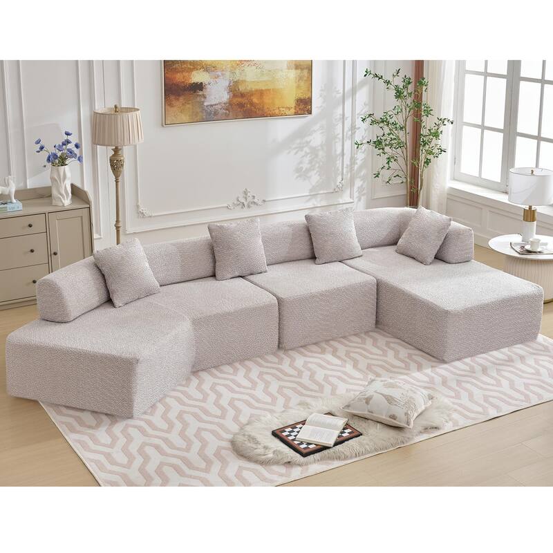 140" L-Shape Cloud Sectional Couch w/ Chaise, Modern Modular Sofa with Deep Seat, Upholstered Couches No Assembly Required - Gray