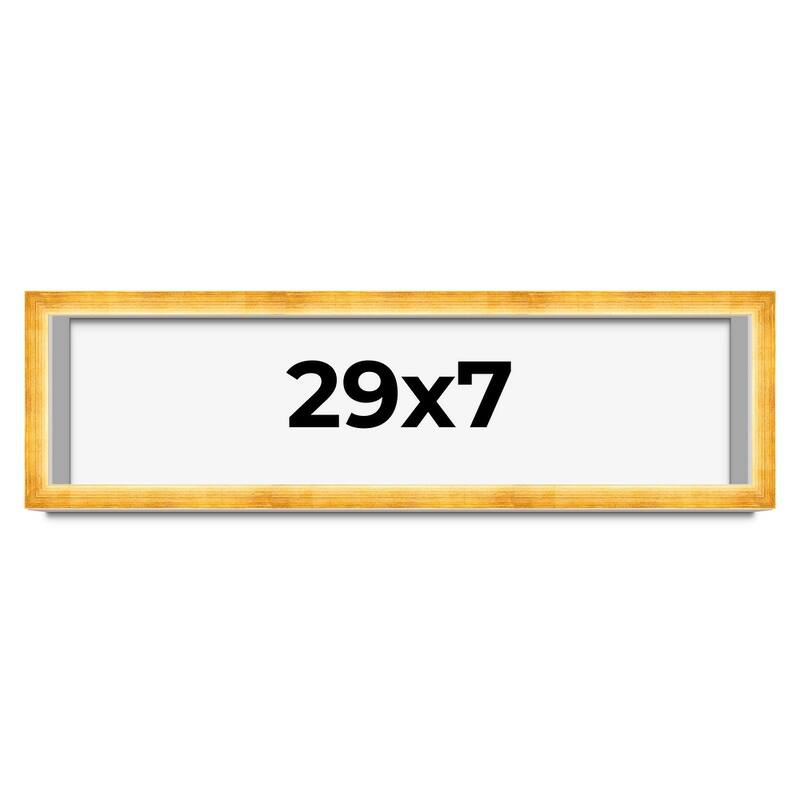 29x7 Shadow Box Frame Gold | 1.625 Inches Deep Real Wood Traditional