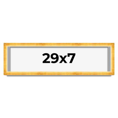 29x7 Shadow Box Frame Gold | 1.625 Inches Deep Real Wood Traditional