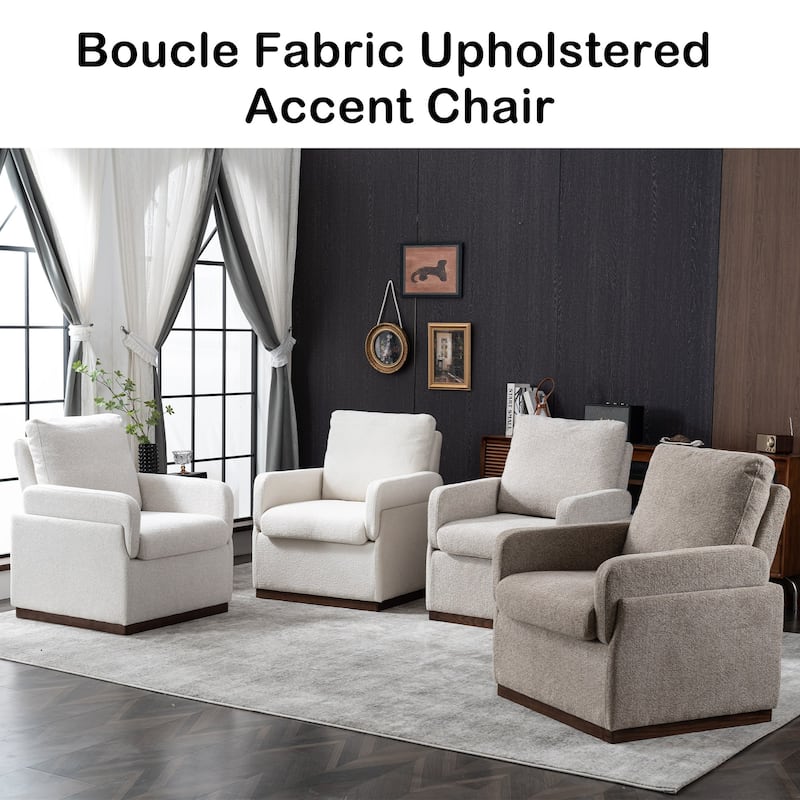 Modern Boucle Fabric Upholstered Accent Arm Chair for Living Room