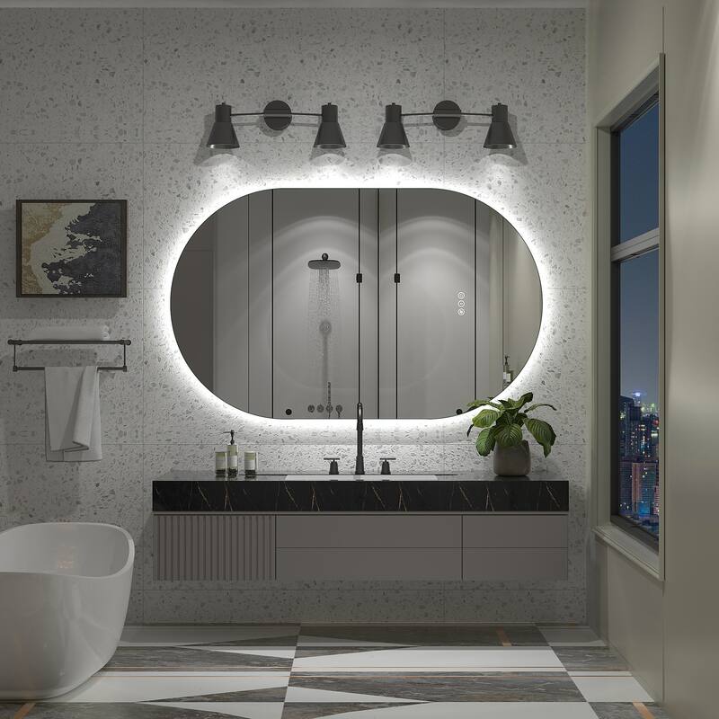 UL Certified Oval LED Lighted Anti-fog Wall Bathroom Vanity Mirror