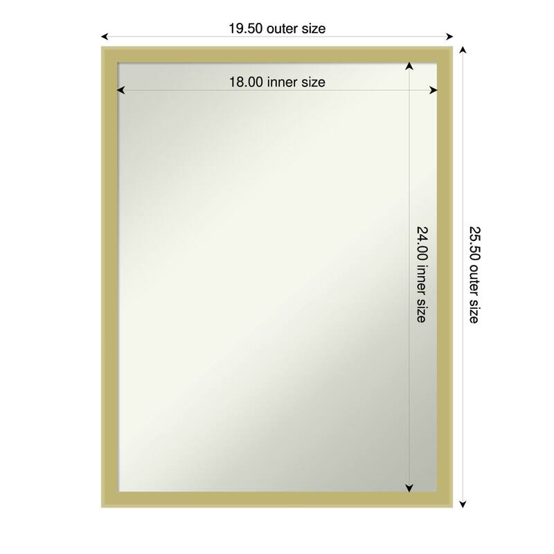 Incline Non-Beveled Wood Framed Wall Mirror - 20 x 26 in - Incline Light Gold