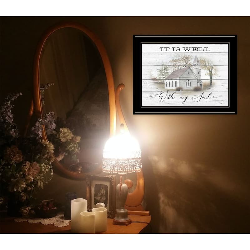TrendyDecor4U Farmhouse "It Is Well" Framed Print Wall Art by Billy Jacobs - Earthtone