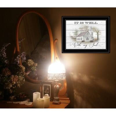 TrendyDecor4U Farmhouse "It Is Well" Framed Print Wall Art by Billy Jacobs - Earthtone