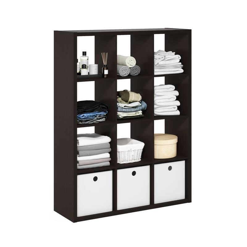 Furinno Cubicle Open Back Decorative Cube Storage Organizer, 12-Cube, White
