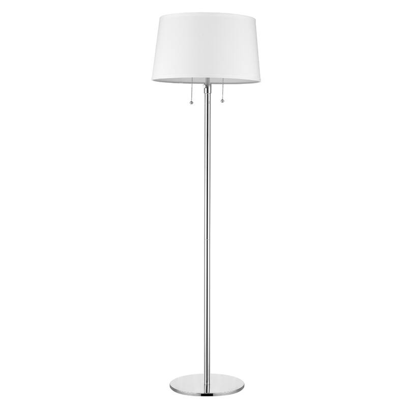 59 Inch Floor Lamp with White Linen Empire Shade and Chrome Base - 16" x 16" x 59"