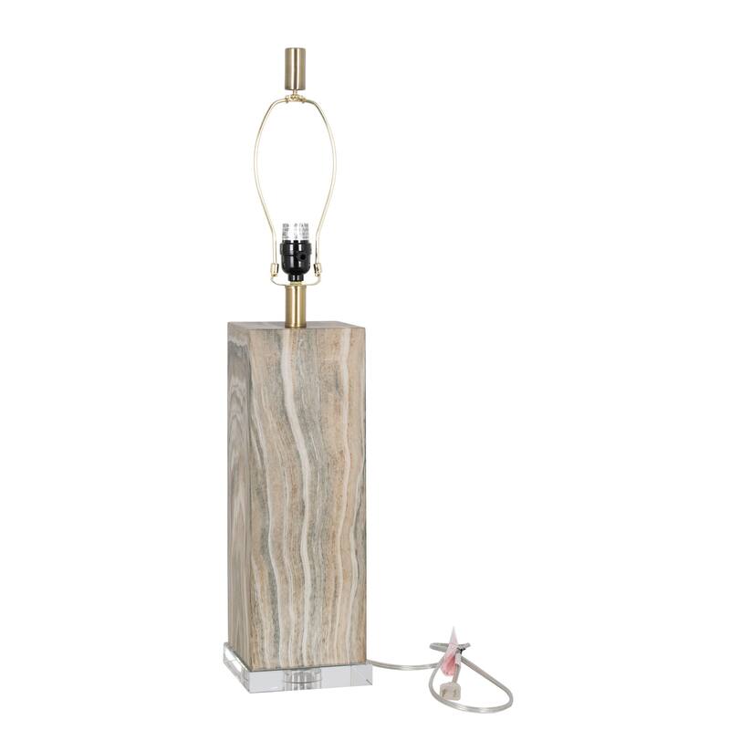 Metal 30" Table Lamp with Linen Shade, Grey Water Transfer (Set of 2)
