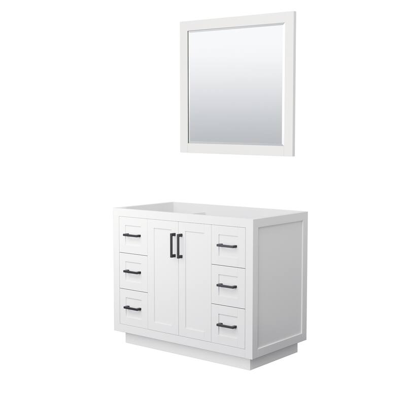 Wyndham Collection Miranda 42" Single Free Standing Vanity Cabinet - - White / Matte Black Hardware