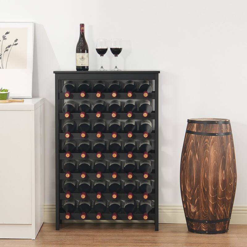 Natural Wicker Wine Rack for 42 Bottles, 7-Tier Storage with Sturdy Construction and Top Shelf - 42 Bottles