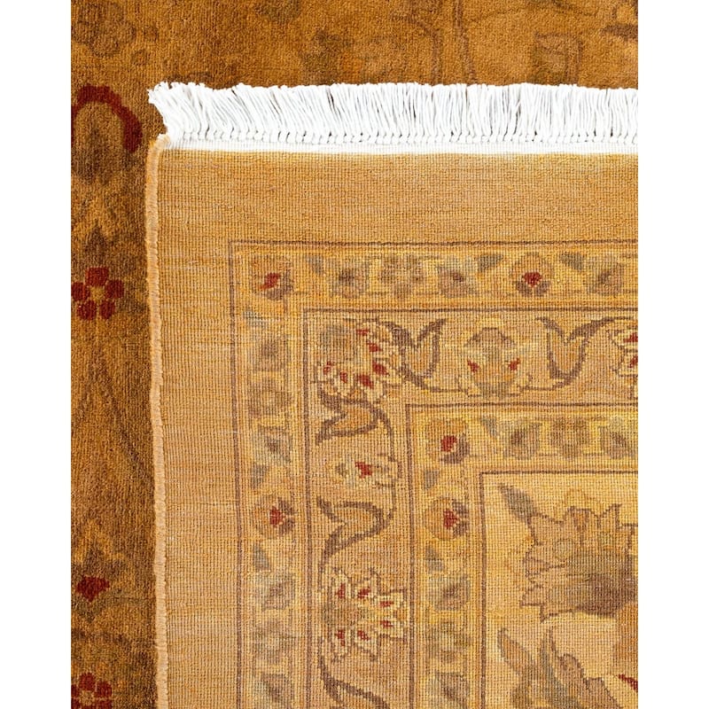 Overton Handknotted Wool Vintage Inspired Contemporary Overdyed Yellow Area Rug - 18' 2" x 12' 1"