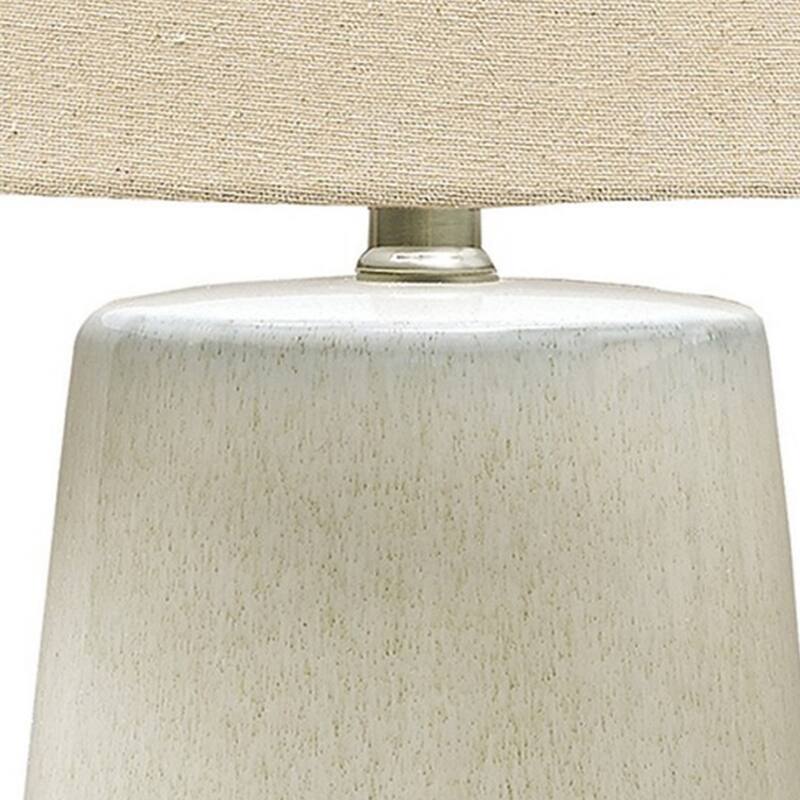 Speckled Ceramic Base Table Lamp with Drum Shade, Beige
