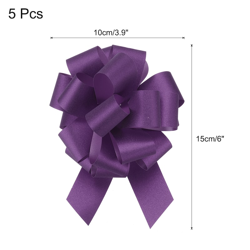 5pcs 7 Inch Large Pull Bow Gift Wrapping Big Pull Bows Ribbon - Purple - 4 Inch
