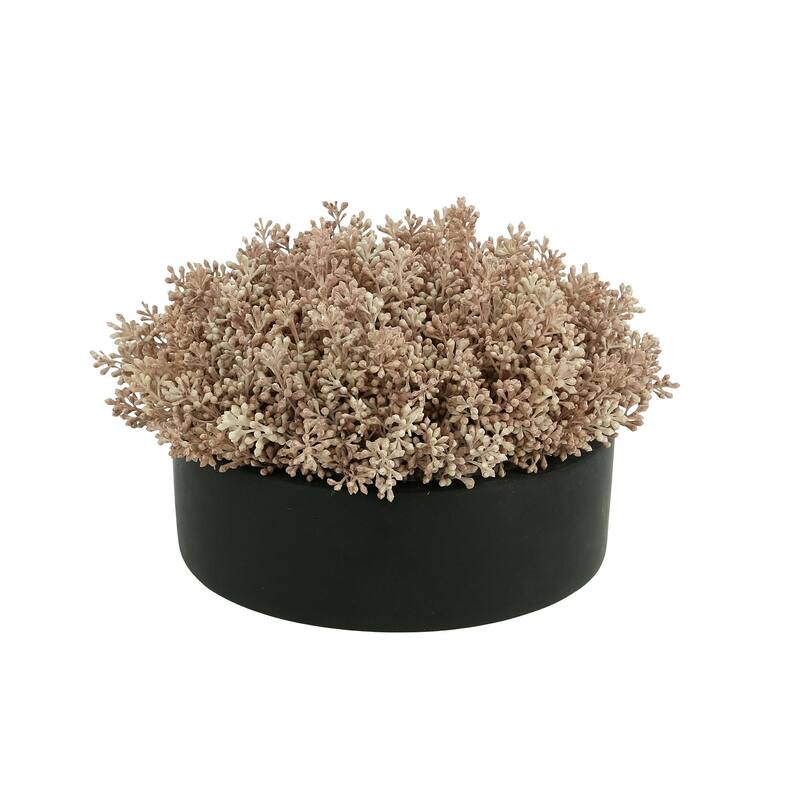 Seeded Eucalyptus Bunch Arranged in a Round Planter - Pink, Black