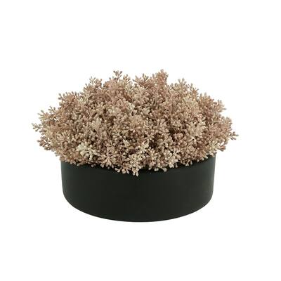 Seeded Eucalyptus Bunch Arranged in a Round Planter - Pink, Black