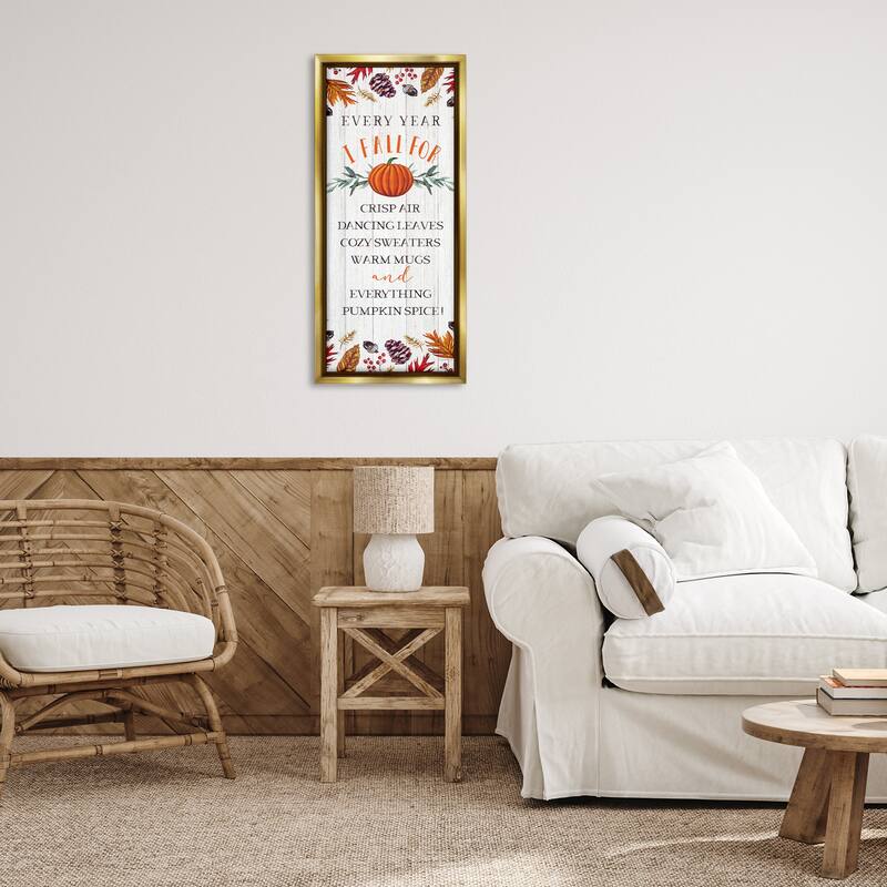 Stupell Every Year Favorite Fall Things Framed Floater Canvas Wall Art Design By Elizabeth Tyndall
