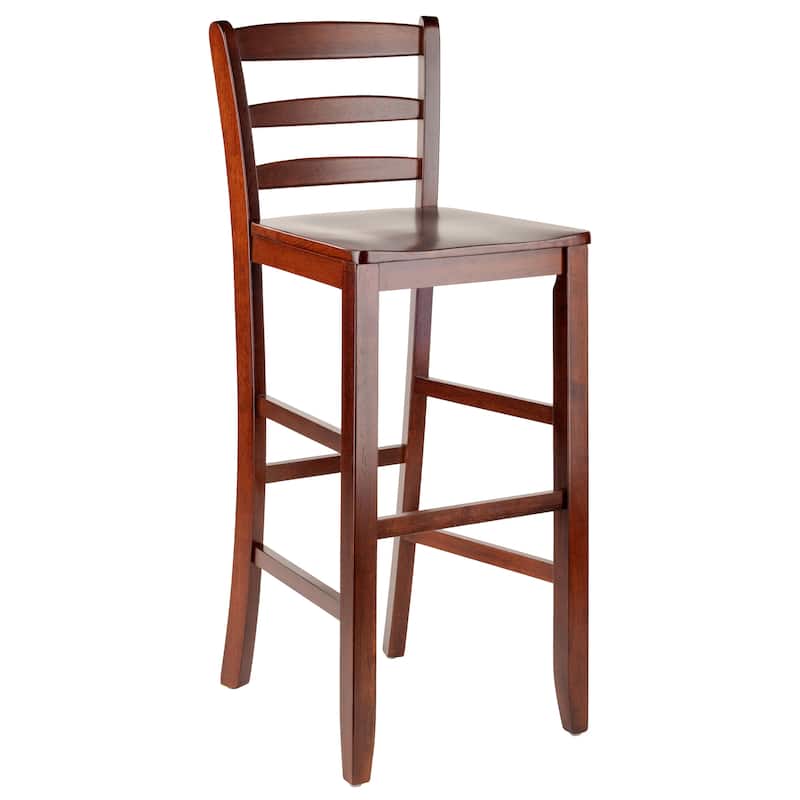 Benjamin 2-Pc Ladder-back Bar Stool Set, Walnut - 16.58"W x 19.35"D x 42.46"