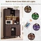 preview thumbnail 12 of 19, 72" Wine Bar Cabinet, Modern Wood Coffee Bar Cabinet with LED Lights - N/A