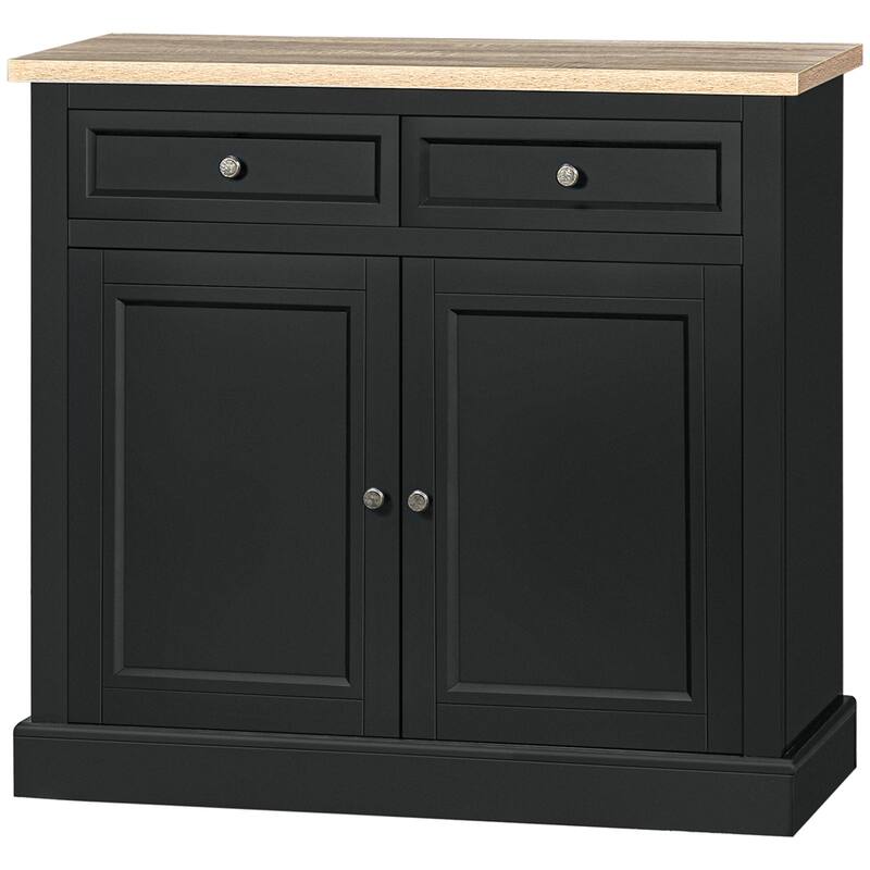 Wood Buffet Cabinet with 2 Drawers and Double Door