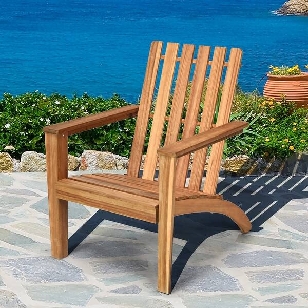 Shop Costway Patio Acacia Wood Adirondack Chair Lounge Armchair Durable Overstock 32207233