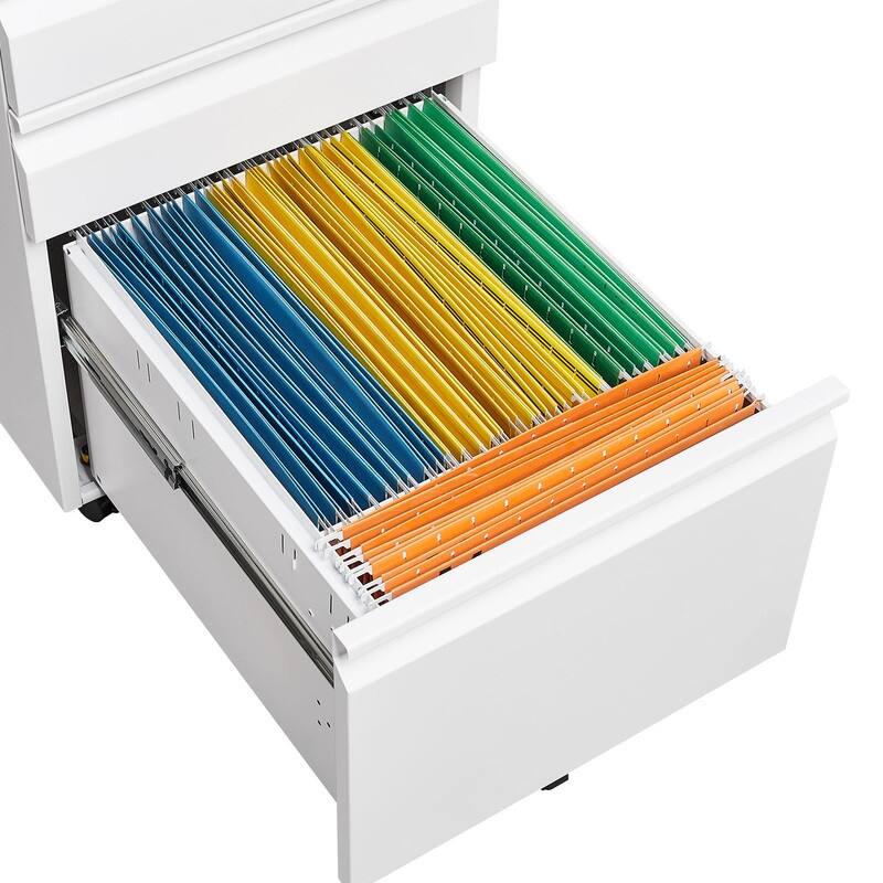 3-Drawer Lockable Rolling File Cabinet with Brakes - Legal/Letter Size, Requires Assembly