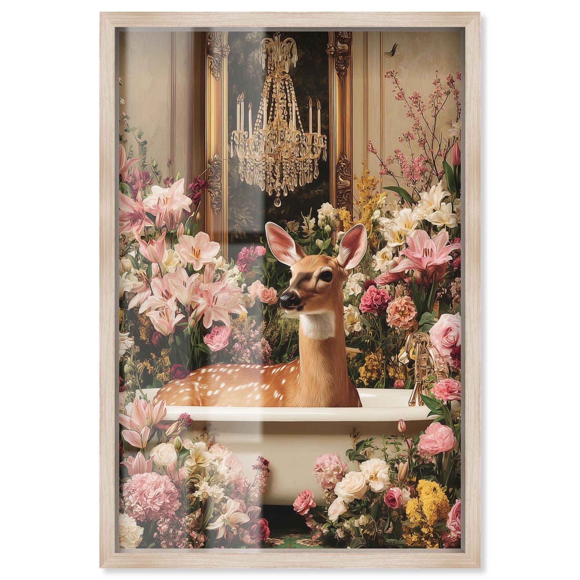 Deer in Spring Bathroom Art Shadowbox Print by Art Remedy